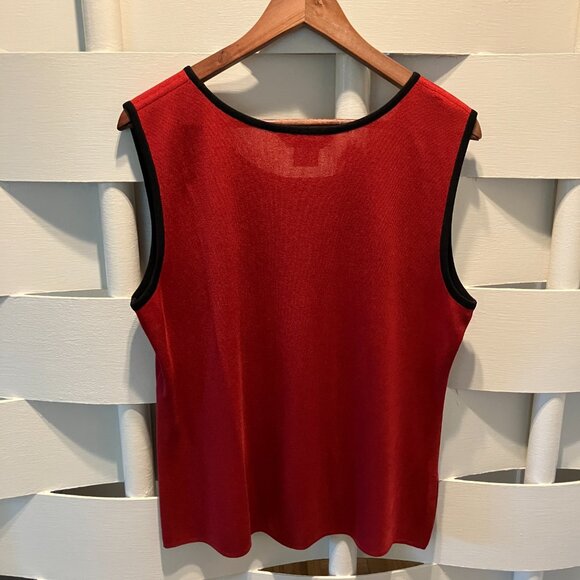Exlusively Misook Red & Black Sleeveless Knit Tank Top Extra Large XL - Picture 2 of 4